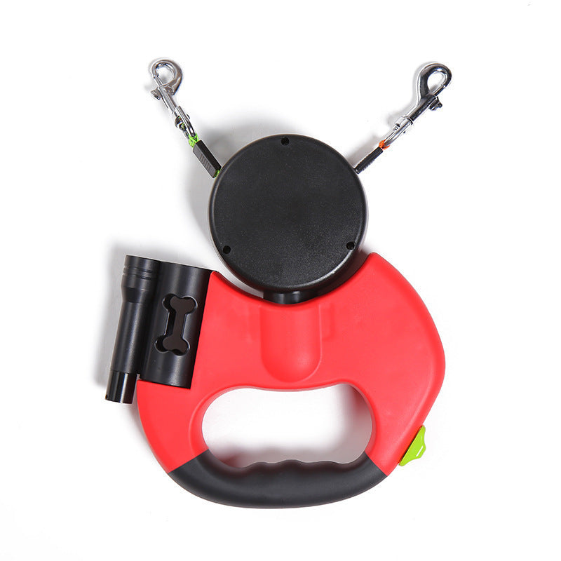 Automatische dubbele hondenriem met licht en 360° draaiing